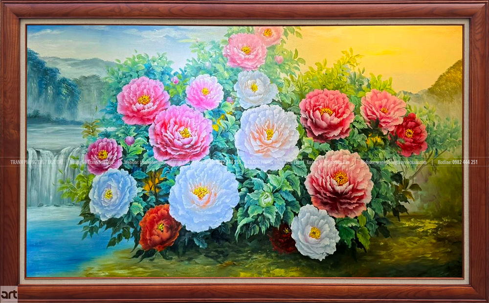 Tranh hoa mẫu đơn phong thủy Tranh hoa mẫu đơn phong thủy