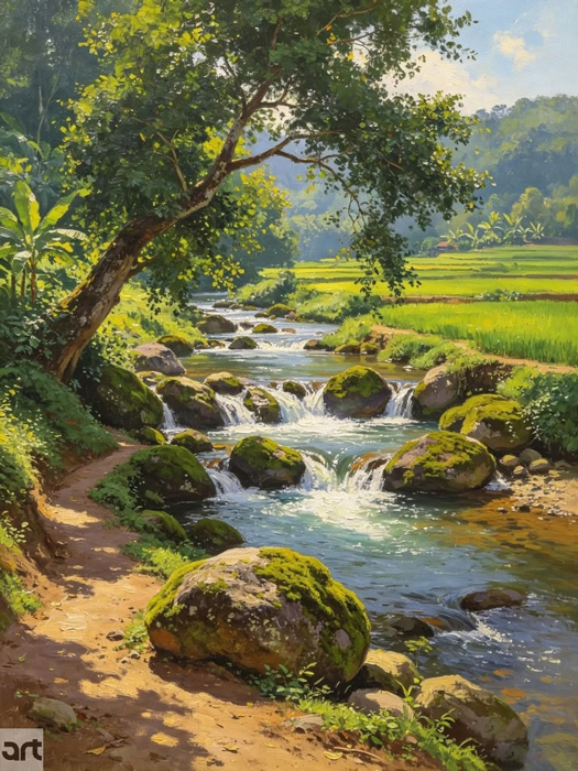 Tranh phong cảnh thiên nhiên dòng suối Tranh phong cảnh thiên nhiên dòng suối