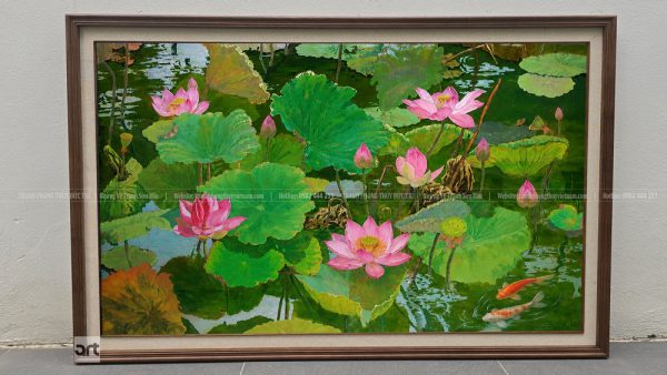 Tranh phong thủy hoa sen cá chép