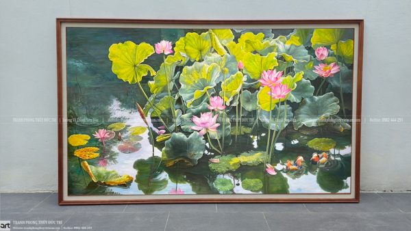 Tranh phong thủy hoa sen đôi uyên ương