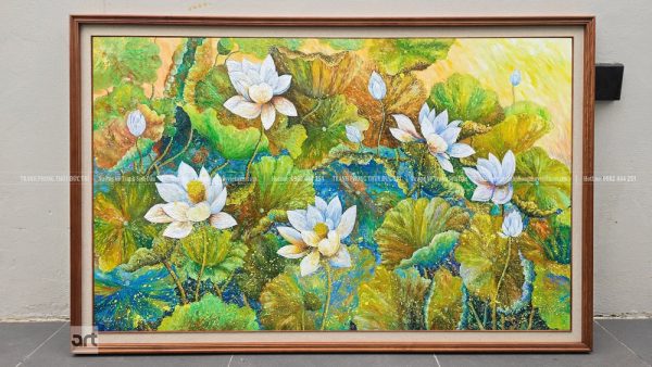 Tranh phong thủy hoa sen trắng
