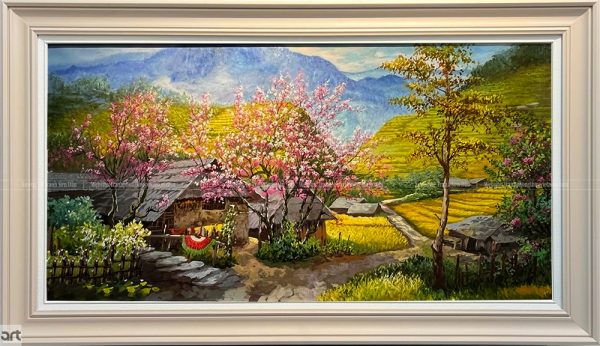 Tranh sơn dầu phong cảnh Tây Bắc đẹp thơ mộng