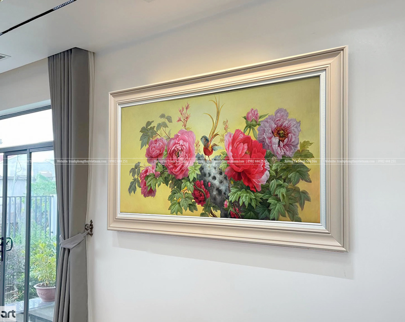 Tranh phong thủy hoa mẫu đơn 9 bông treo phòng khách đẹp, tạo điểm nhấn sang trọng cho không gian Tranh phong thủy hoa mẫu đơn 9 bông treo phòng khách đẹp, tạo điểm nhấn sang trọng cho không gian