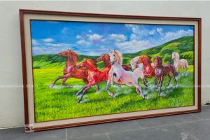 Tranh phong thủy mã đáo thành công 8 ngựa biểu tượng tài lộc, thành công