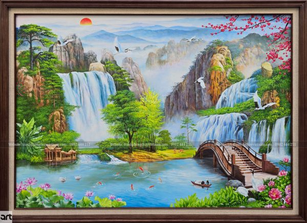 Tranh phong thủy sơn thủy hữu tình 3D đẹp