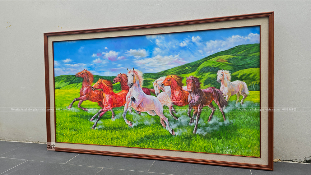 Tranh sơn dầu mã đáo thành công vẽ 8 chú ngựa phi nước đại Tranh sơn dầu mã đáo thành công vẽ 8 chú ngựa phi nước đại